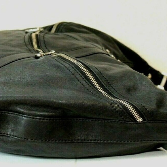 MARC JACOBS Black Leather Three Zipper Pockets Hobo Handbag - Picture 3 of 10